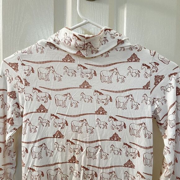 Kate Quinn Bamboo Winter Horse Family Print Turtleneck Long Sleeve Top Size 7 - Picture 10 of 14